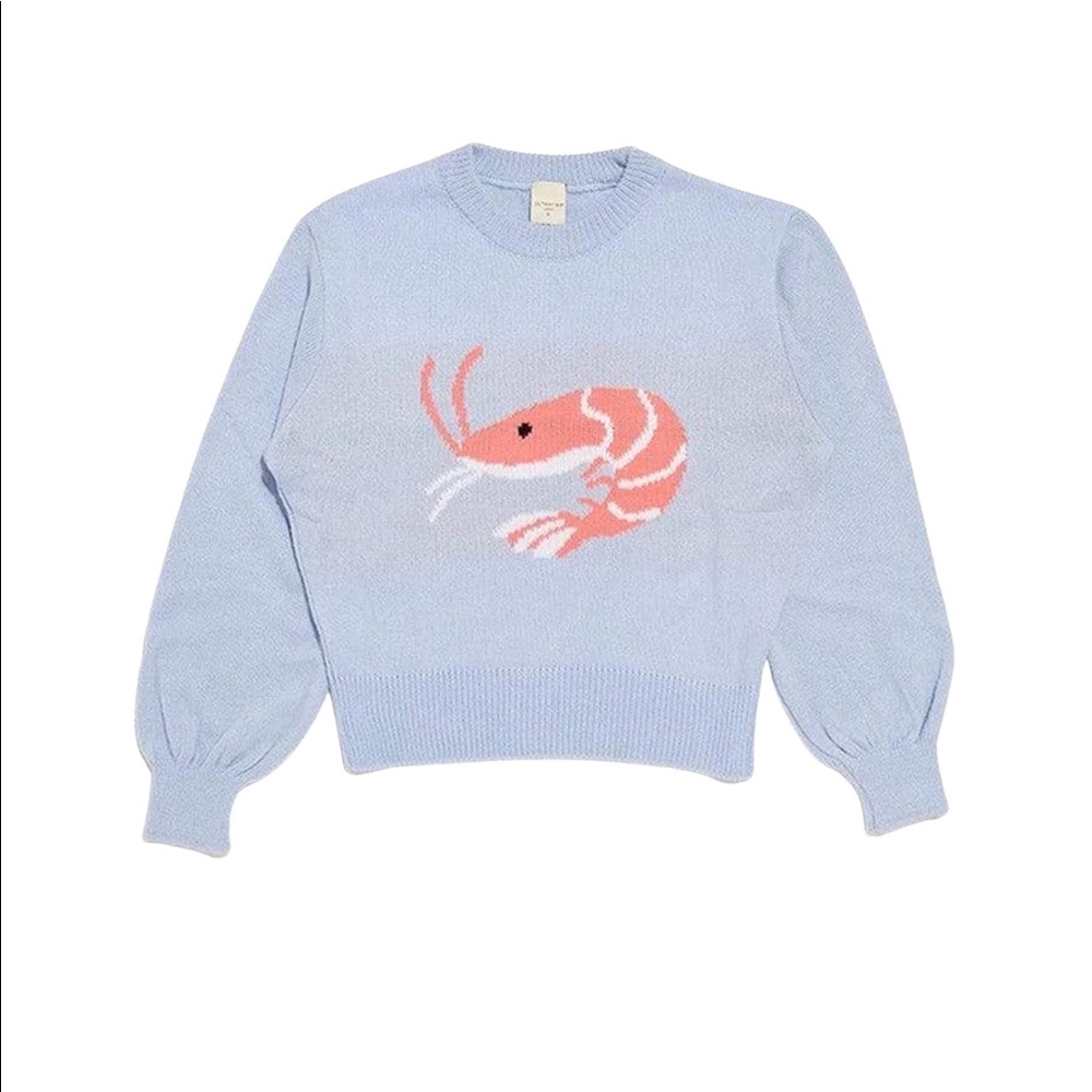 New Skinny Dip blue cropped sweater shrimp pink